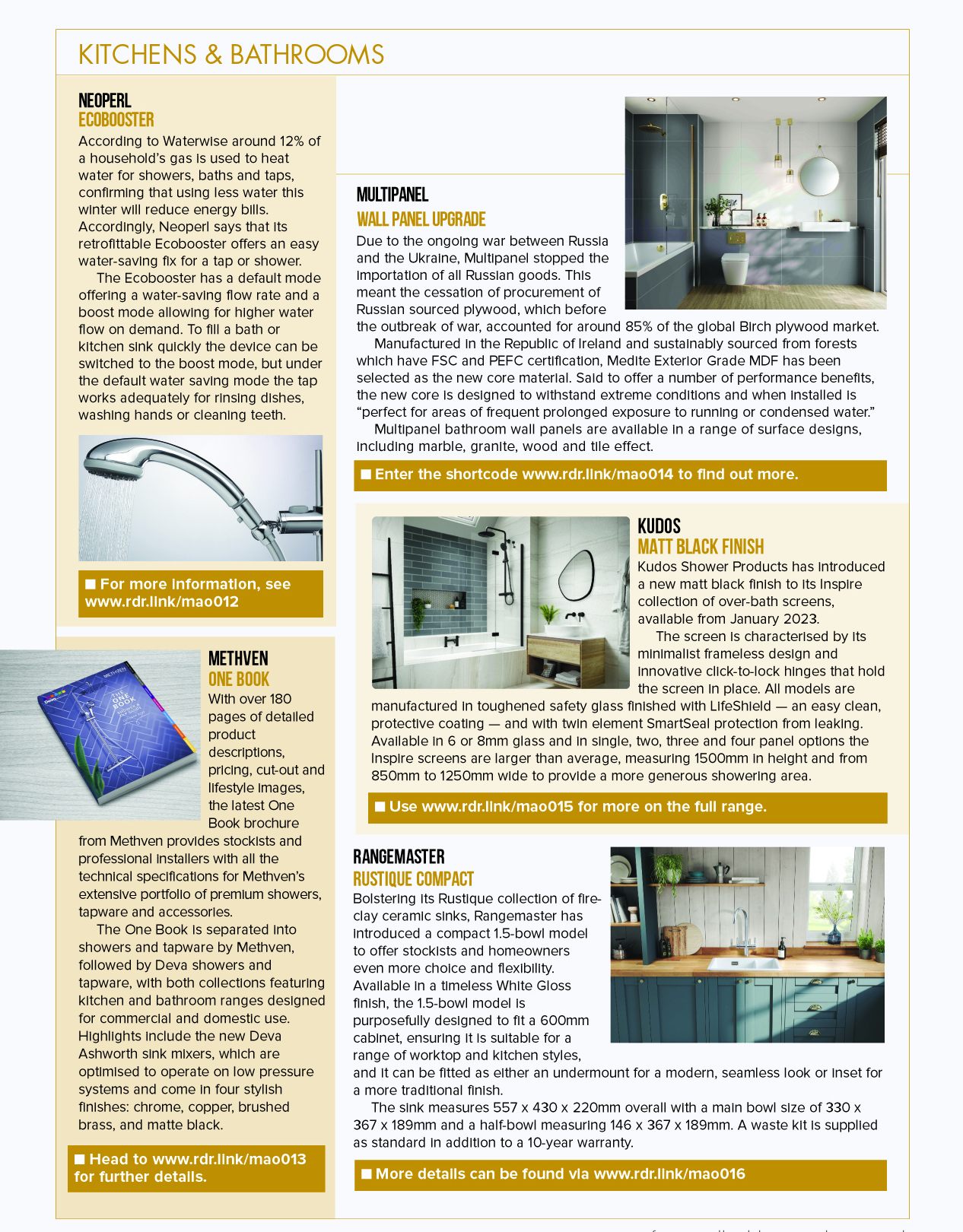 As featured in the January 2023 edition of the magazine, PBM presents some of the latest kitchens & bathrooms sector product innovations and new services for merchants from leading industry suppliers and manufacturers: