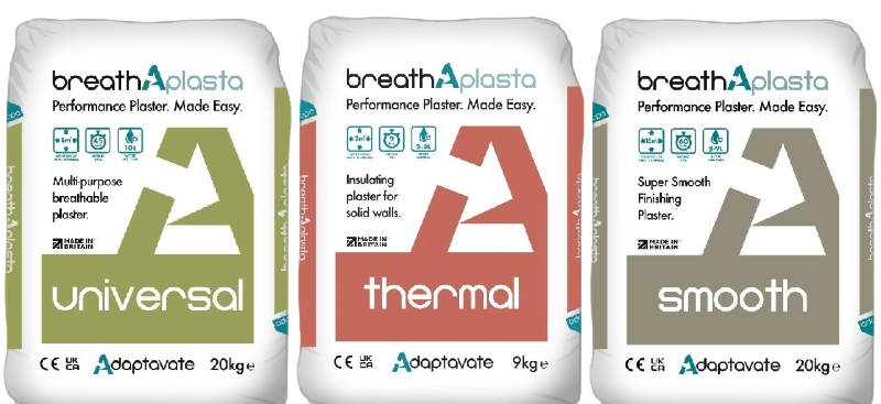 PBM takes a look at the new range of bio-based plasters launched recently by Adaptavate — Breathaplasta Thermal, Universal and Smooth.