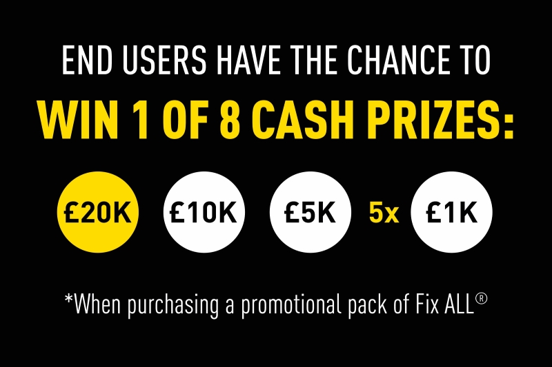 Designed with plenty of benefits for merchant stockists, Soudal’s latest campaign offers “an incredible opportunity for Fix ALL end-users” to win a share of an impressive £40,000 prize pot.