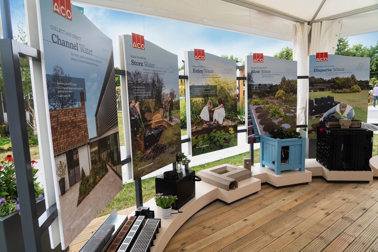 ACO is undertaking a broad-based approach to highlighting the need for a more sustainable approach to water management, including raising awareness at this year’s RHS Hampton Court Palace Garden Festival.
