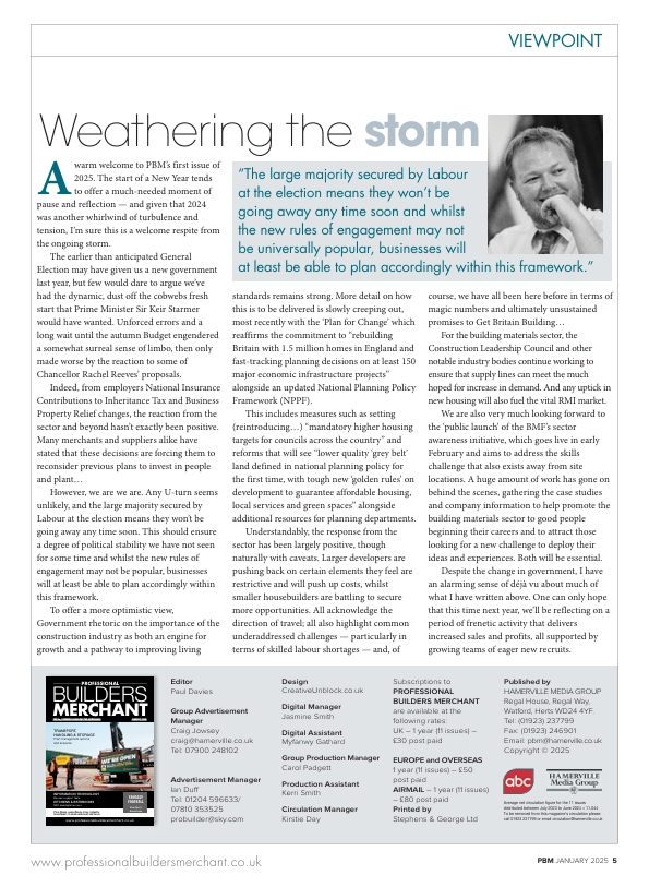 In the Viewpoint column of PBM’s January 2025 issue, editor Paul Davies reflects on the current state of the market.