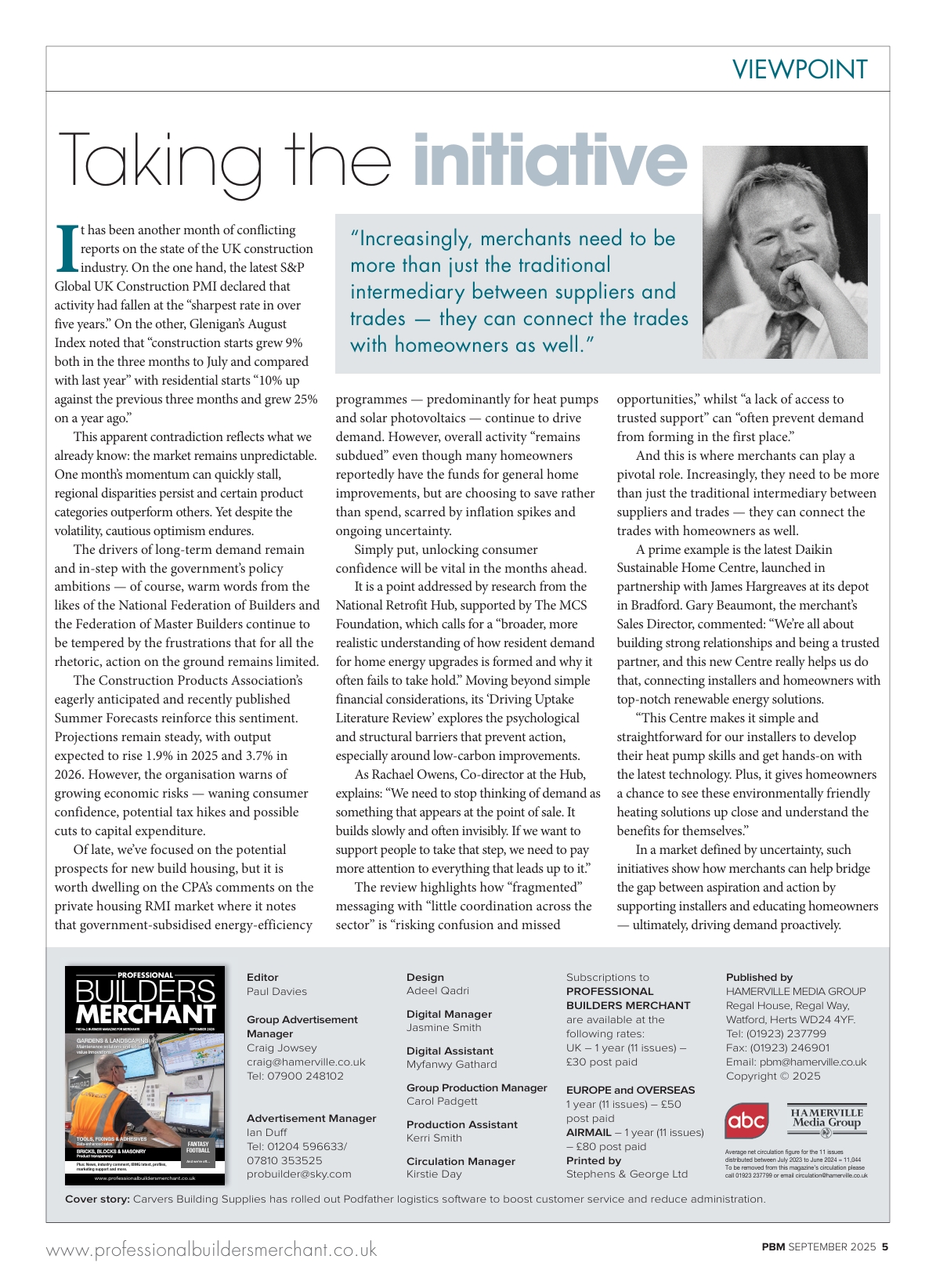 Writing in the September edition of PBM, editor Paul Davies reflects on the current market challenges and considers the issue of unlocking consumer confidence.